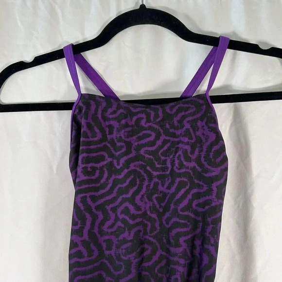 Speedo Swimsuit Women's 30 Purple Animal Print Pro LT Polyester 1 Piece - Picture 2 of 8